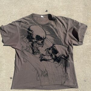 Men's Graphic Skull T-Shirt - Brown